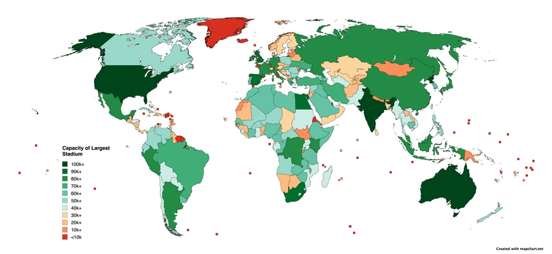 Largest Stadium By Capacity In Each Country – Brilliant Maps