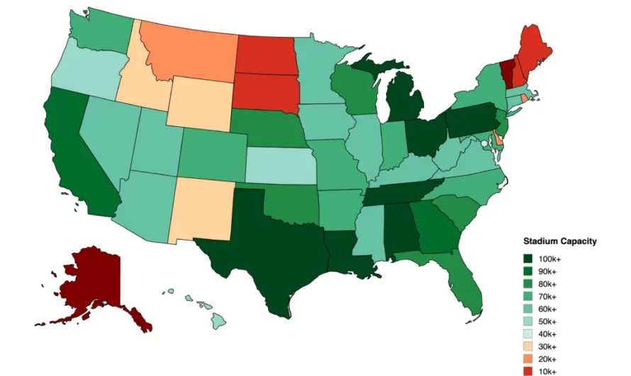 Largest Stadium By Capacity In Each US State – Brilliant Maps