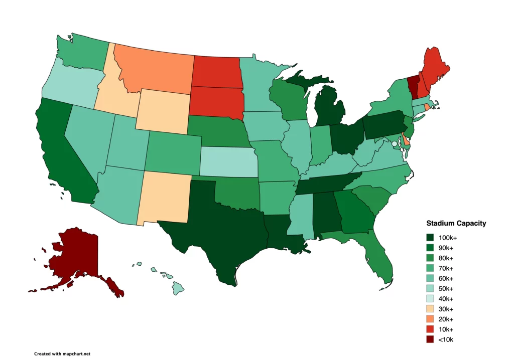 Largest Stadium By Capacity In Each US State – Brilliant Maps