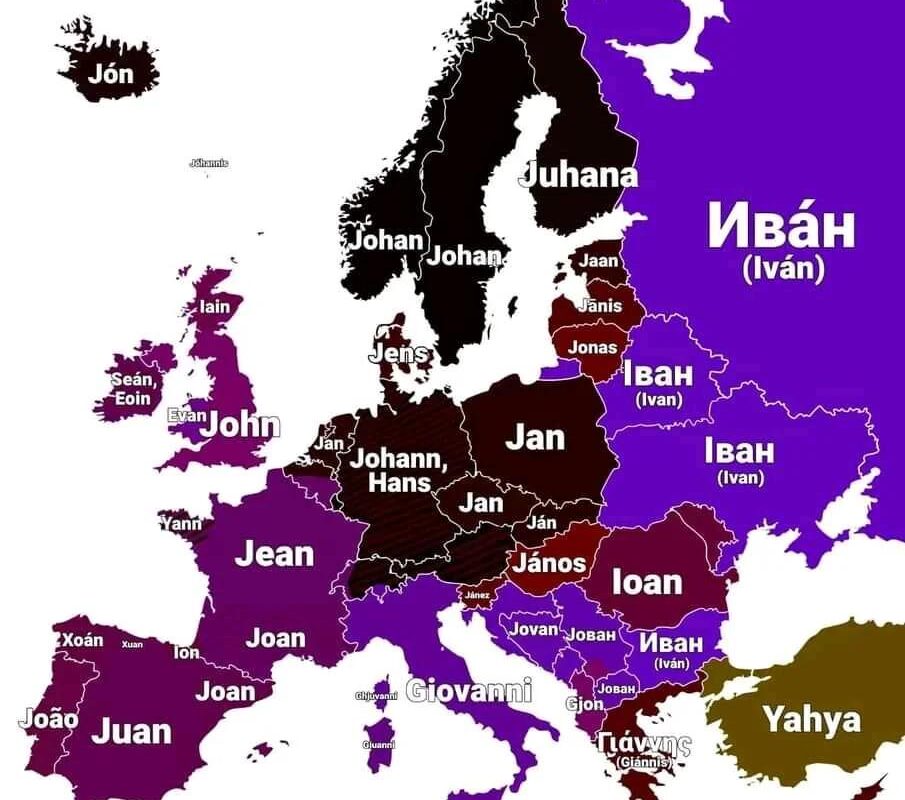 The Name “John” in Different European Languages – Brilliant Maps